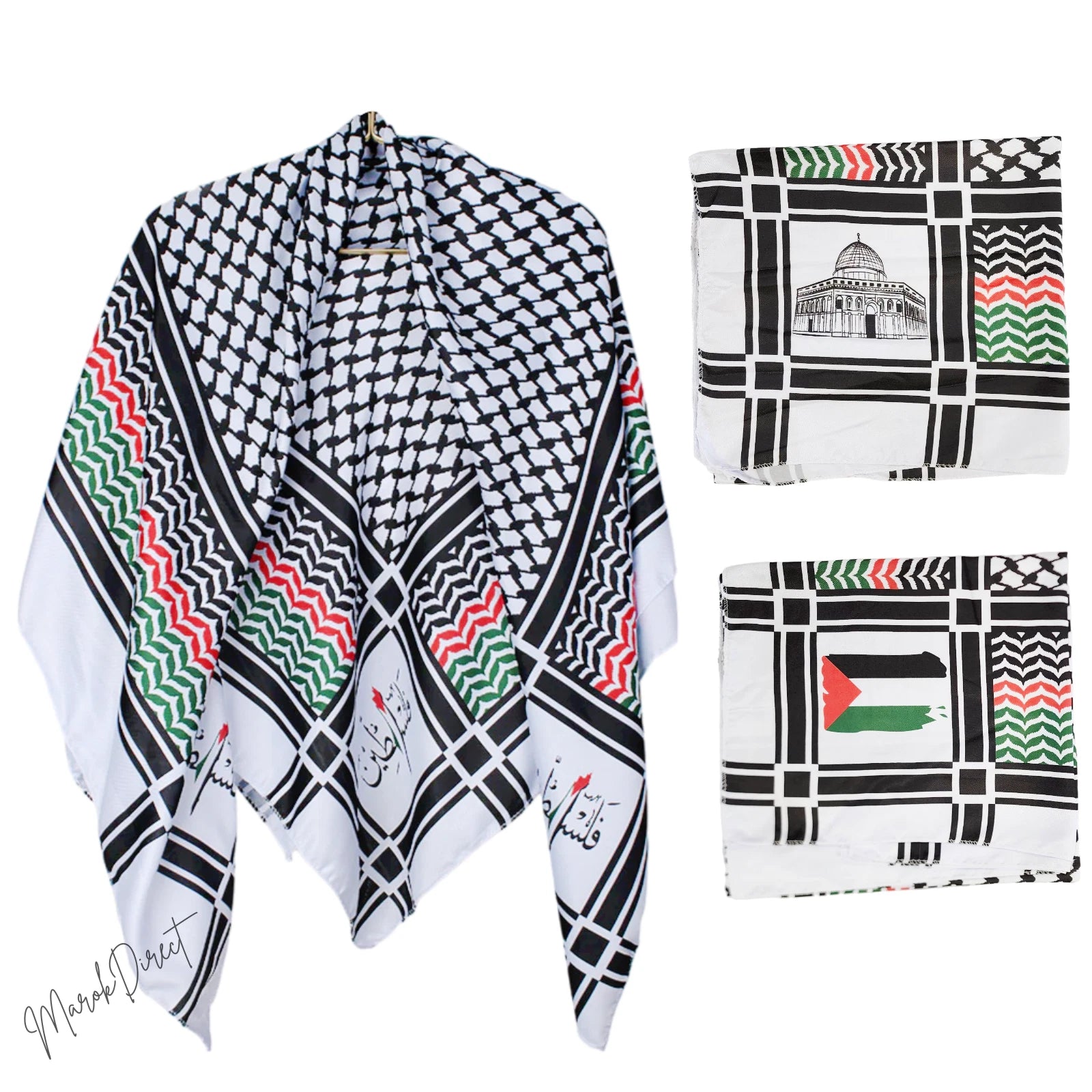 Shemagh Keffiyeh Palestine Flag Print Scarf Arab Mens Women Palestinian Wrap