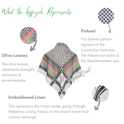 Shemagh Keffiyeh Palestine Flag Print Scarf Arab Mens Women Palestinian Wrap