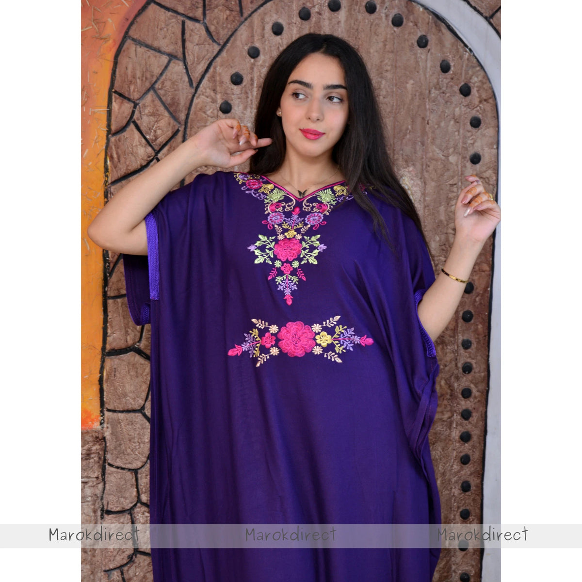 Moroccan Kaftan Womens Eid Farasha Dress Floral Embroidery Stylish Party Caftan