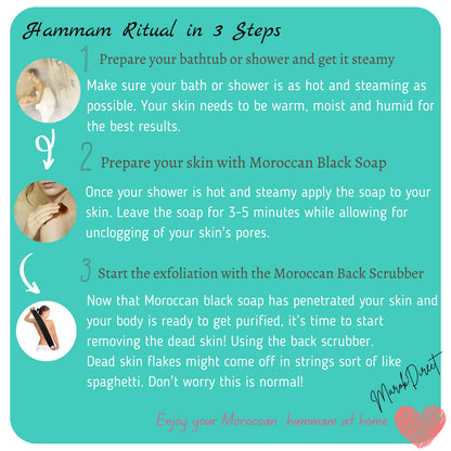 Moroccan Kessa Back Scrubber Best Exfoliating Strap Hammam Spa Backstrap Scrub