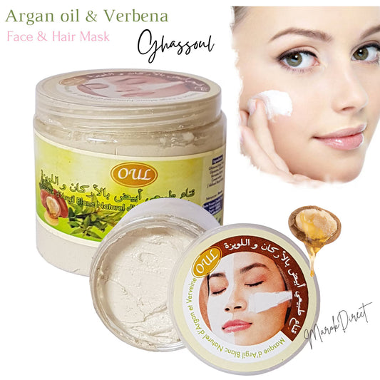 Natural Rhassoul Face Mask Moroccan Ghassoul Argan Oil Almond Rose Anti Ageing