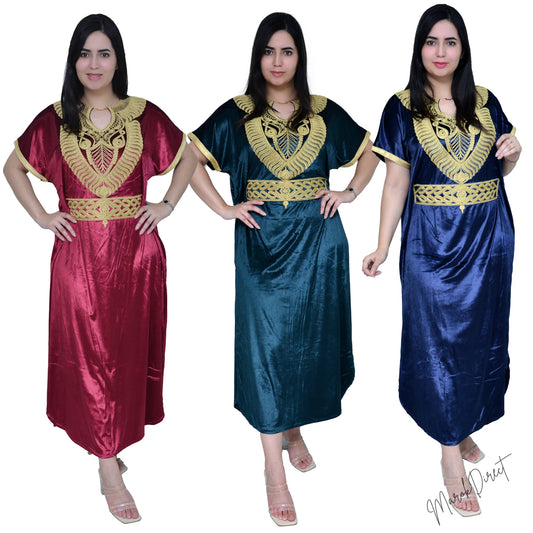 Maxi Dress Kaftan Ladies Moroccan Long Luxury Embroidery Farasha Abaya One Size