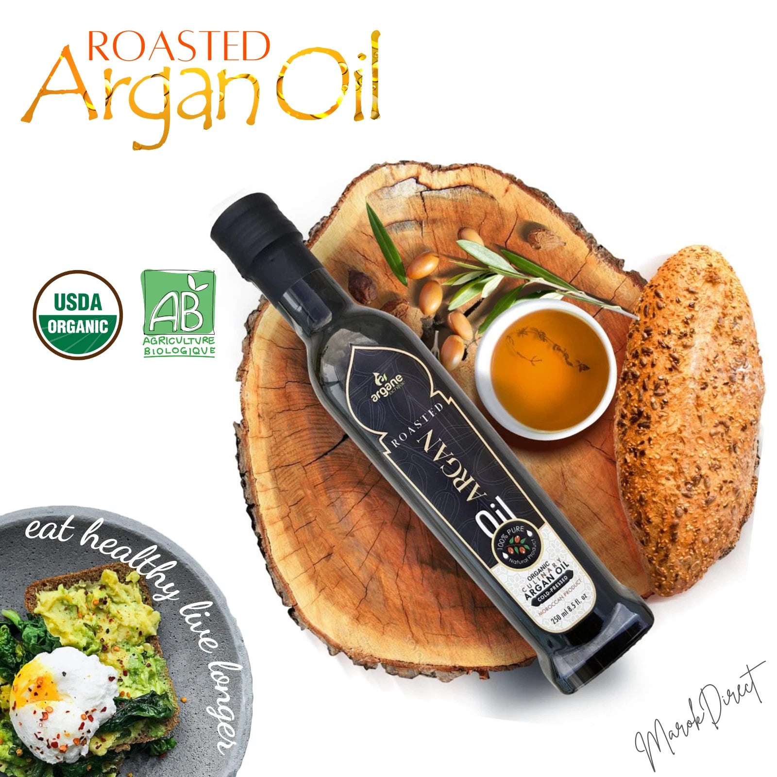 Organic Moroccan Argan Oil Premium 250ml Eating Culinary Cooking USDA Certified