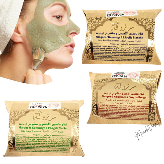 Face Clay Mask Green Facial Moroccan Natural Red Ghassoul White Kaolin Skin Hair