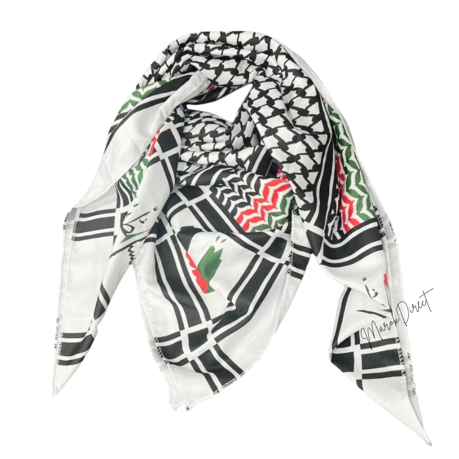 Shemagh Keffiyeh Palestine Flag Print Scarf Arab Mens Women Palestinian Wrap