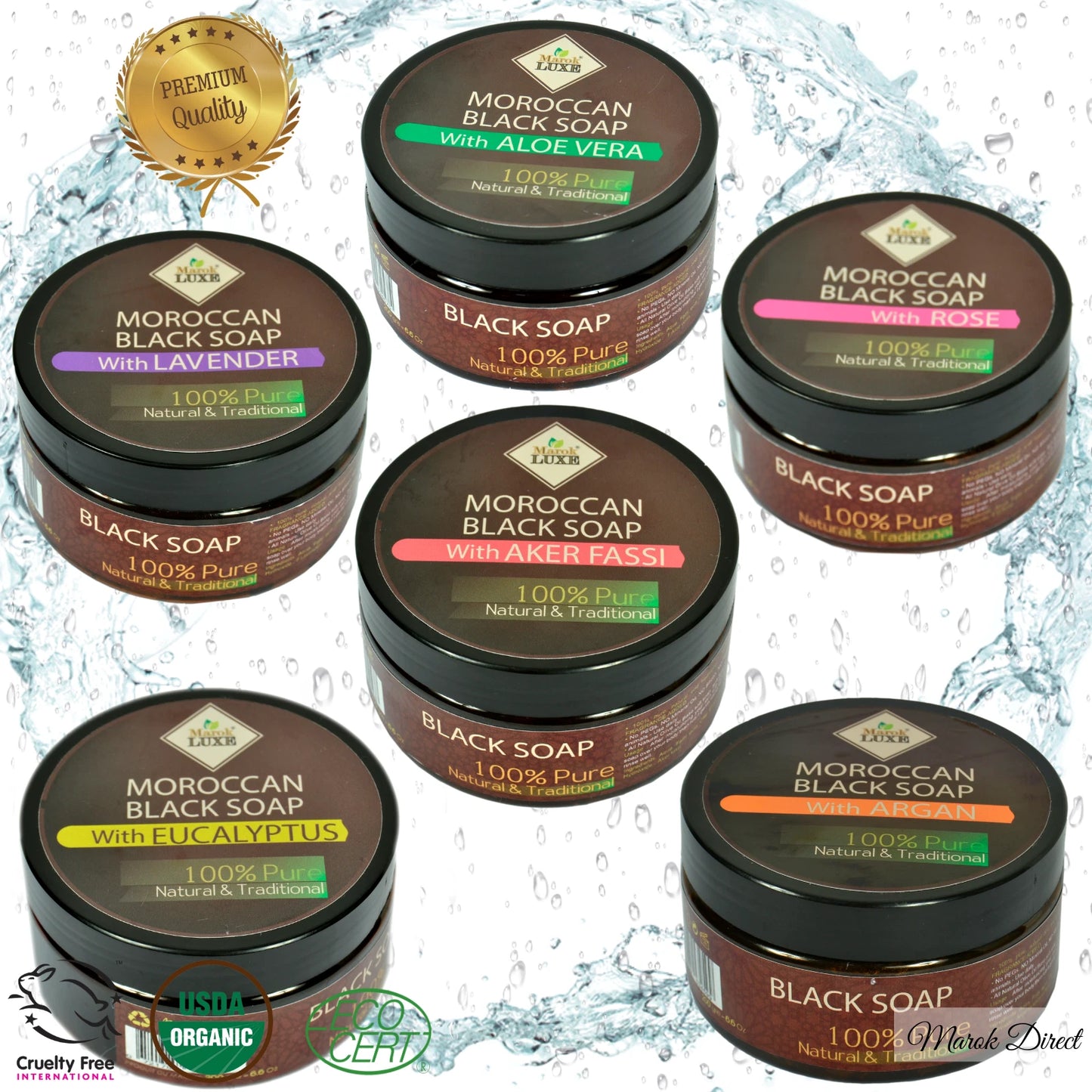 Natural Moroccan Black Soap Argan Oil Aloe Vera Hammam Spa Skin Exfoliating 200g