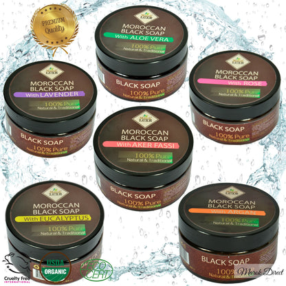 Natural Moroccan Black Soap Argan Oil Aloe Vera Hammam Spa Skin Exfoliating 200g