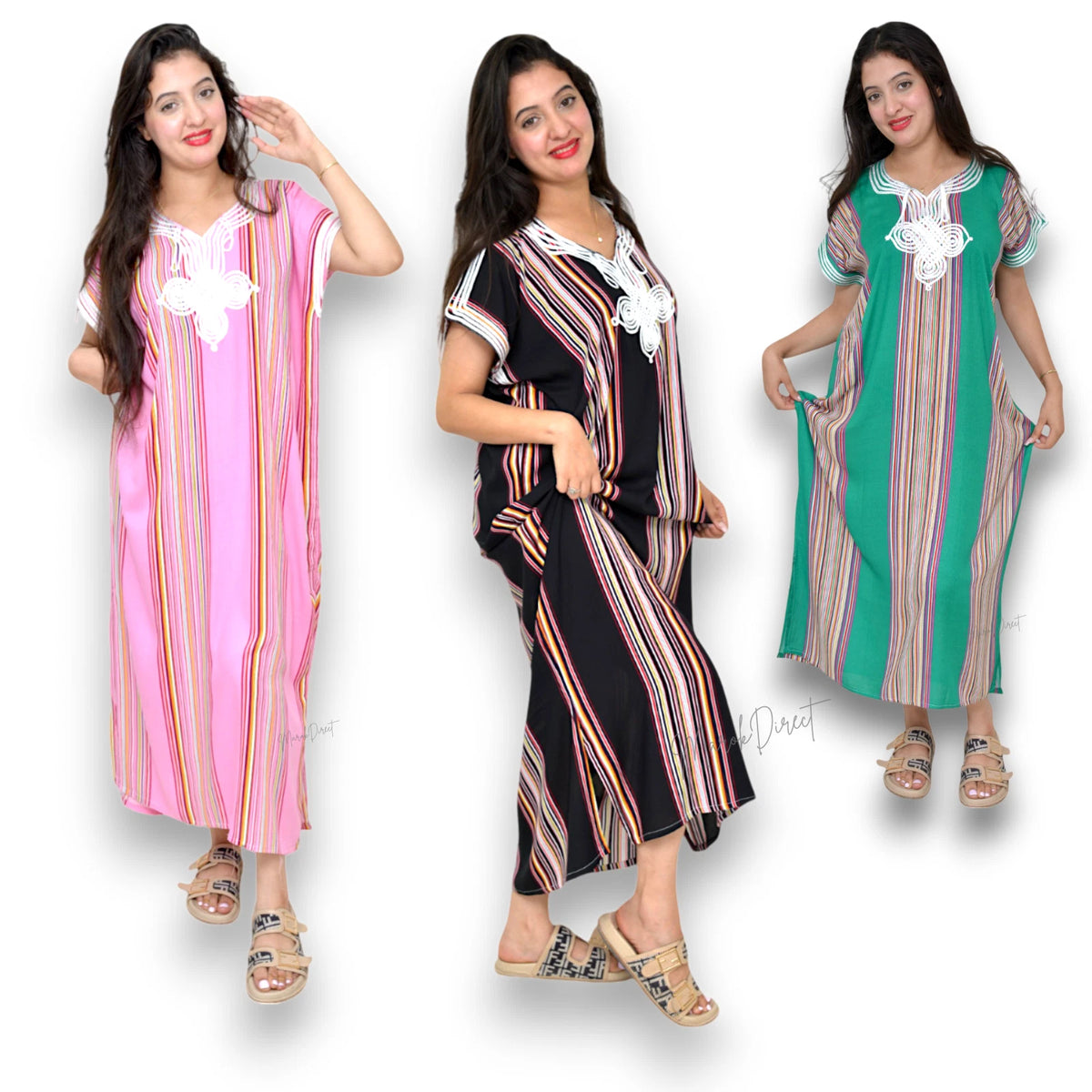 Kaftan Dress Moroccan Maxi Dress Cotton White Embroidery Womens Casual Eid Gift