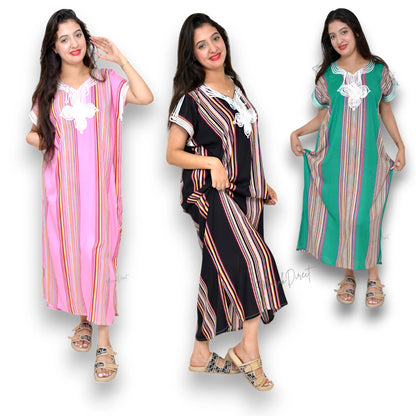 Kaftan Dress Moroccan Maxi Dress Cotton White Embroidery Womens Casual Eid Gift