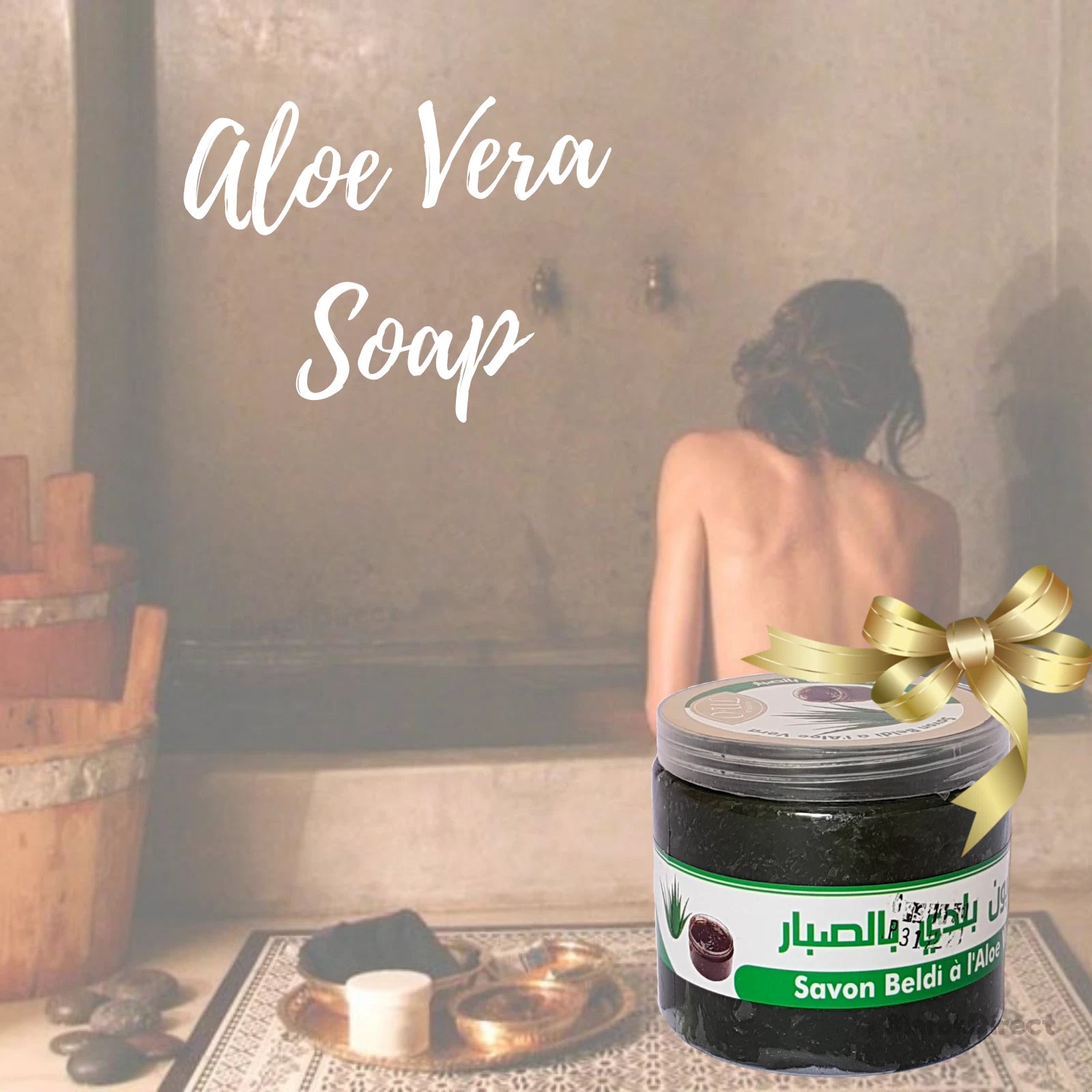 Moroccan Black Soap Organic Aloe Vera Bath Hammam Exfoliating Mitt Kessa Glove