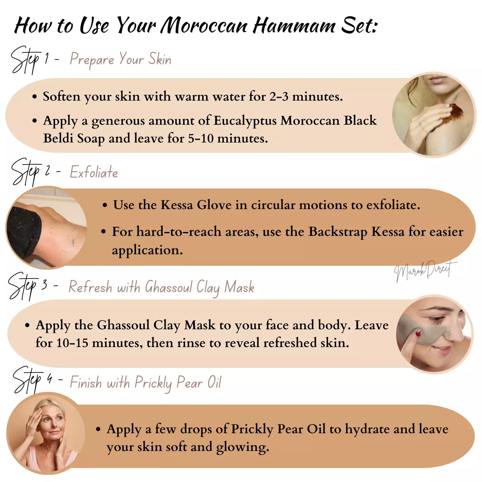 Moroccan Eucalyptus Black Soap Hammam Spa Exfoliating Kessa Glove Ghassoul Set