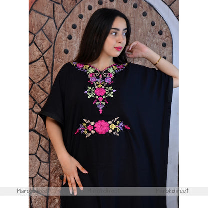 Moroccan Kaftan Womens Eid Farasha Dress Floral Embroidery Stylish Party Caftan