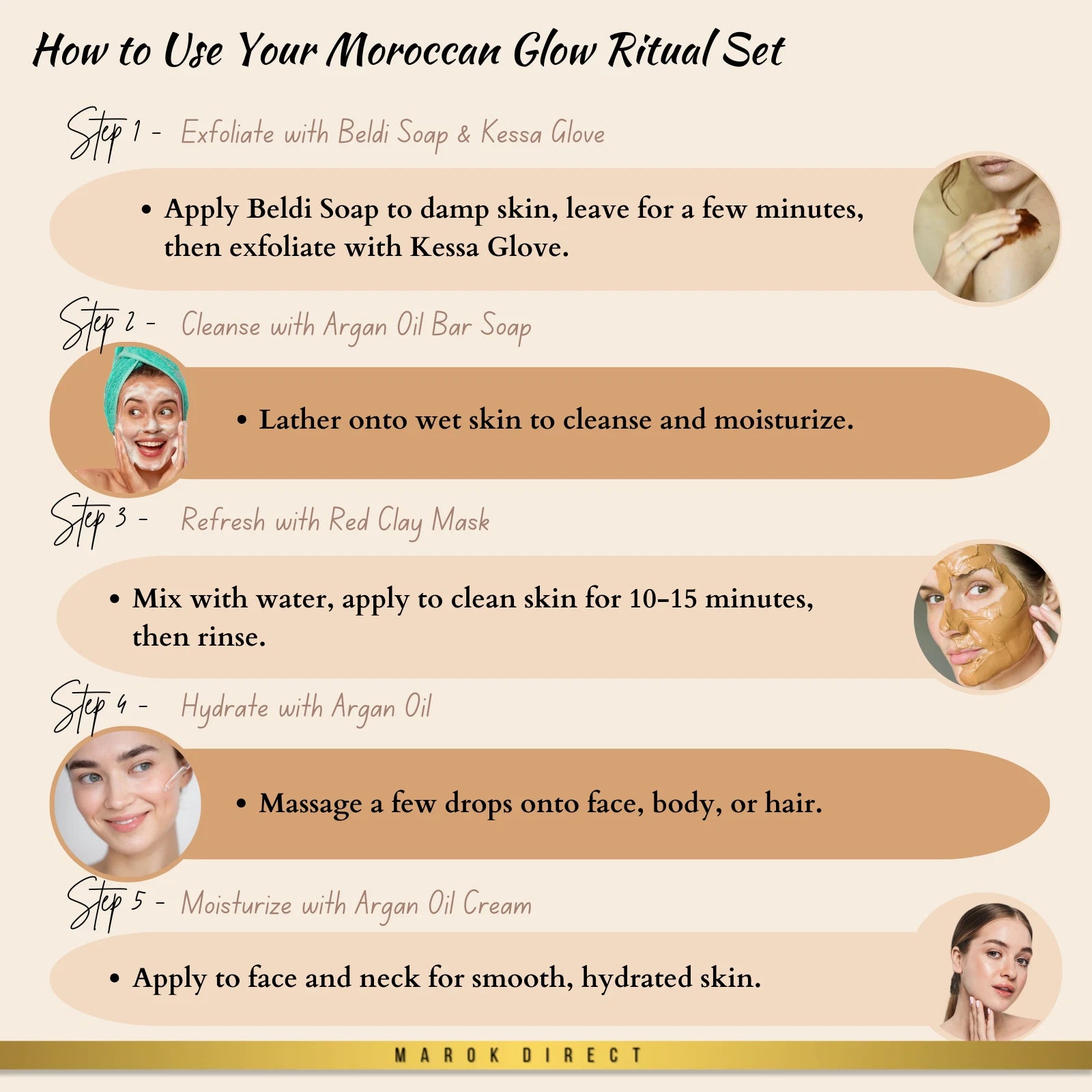 Premium Moroccan Argan Oil Hammam Set withBeldi Soap Kessa Face Cream Clay Mask