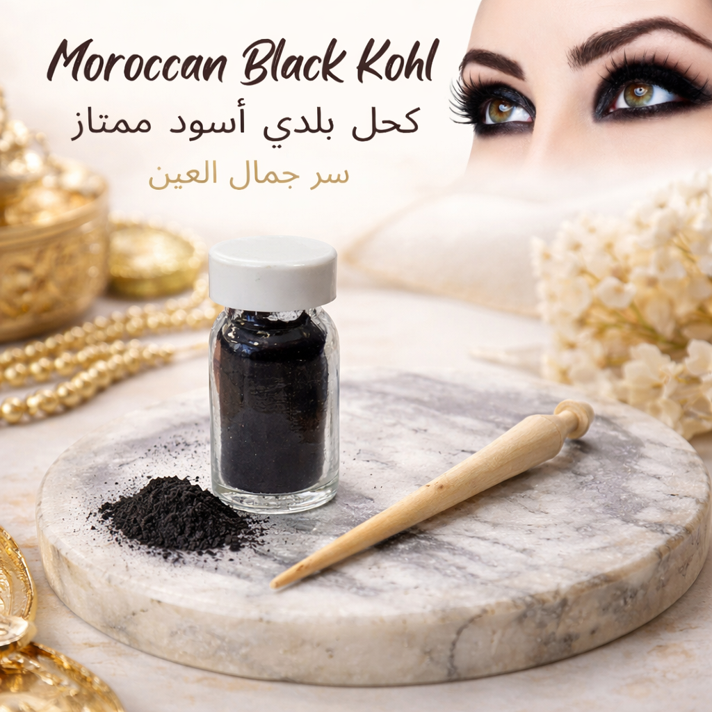 Moroccan Premium Kohl Kajal Surma Black Powder Eyeliner Wooden Applicator 10g