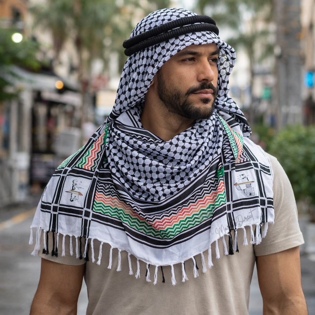 Shemagh Keffiyeh Palestine Flag Print Scarf Arab Mens Women Palestinian Wrap