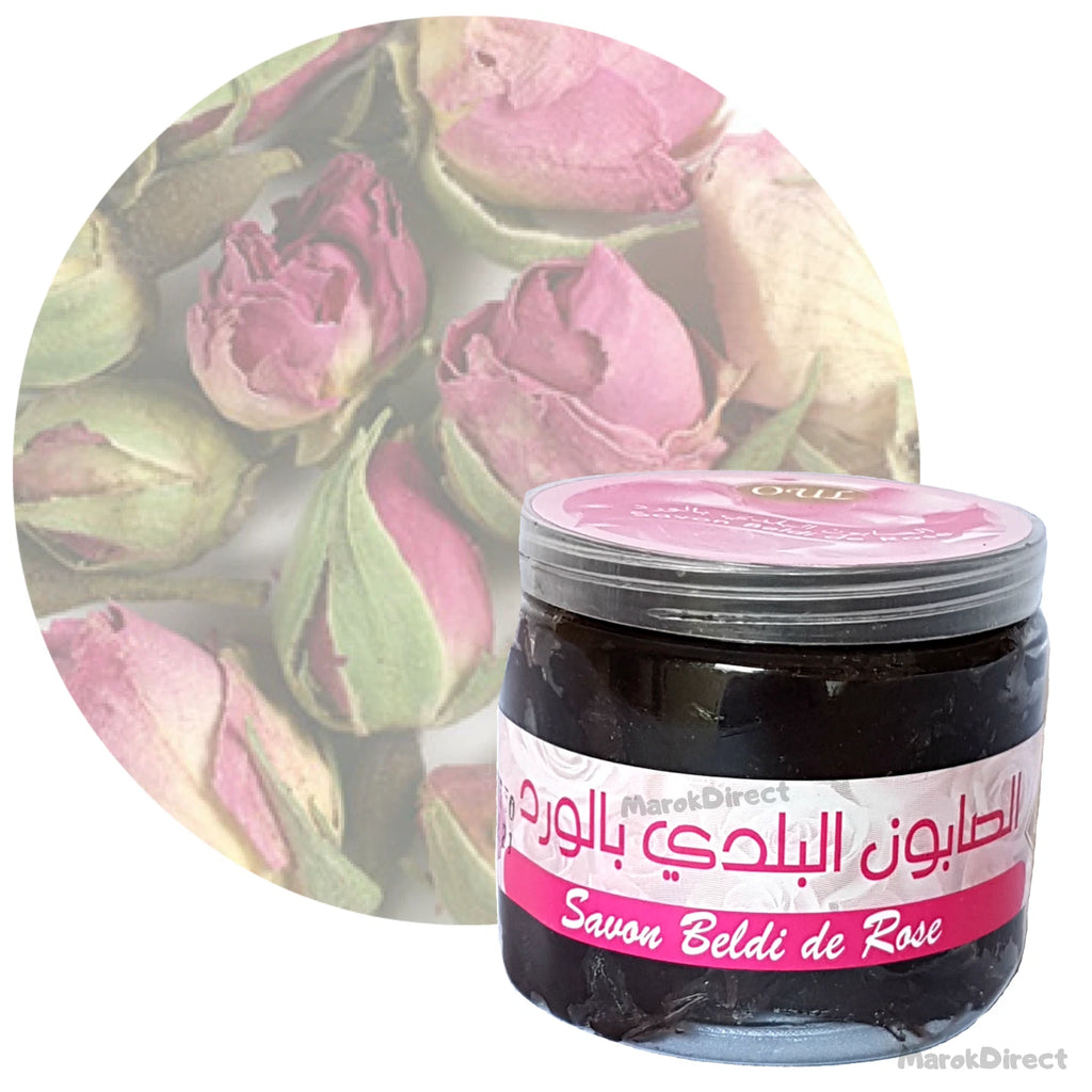 Black Soap Rose Beldi Natural Moroccan Hammam Spa Kessa Mitt Exfoliation Glove