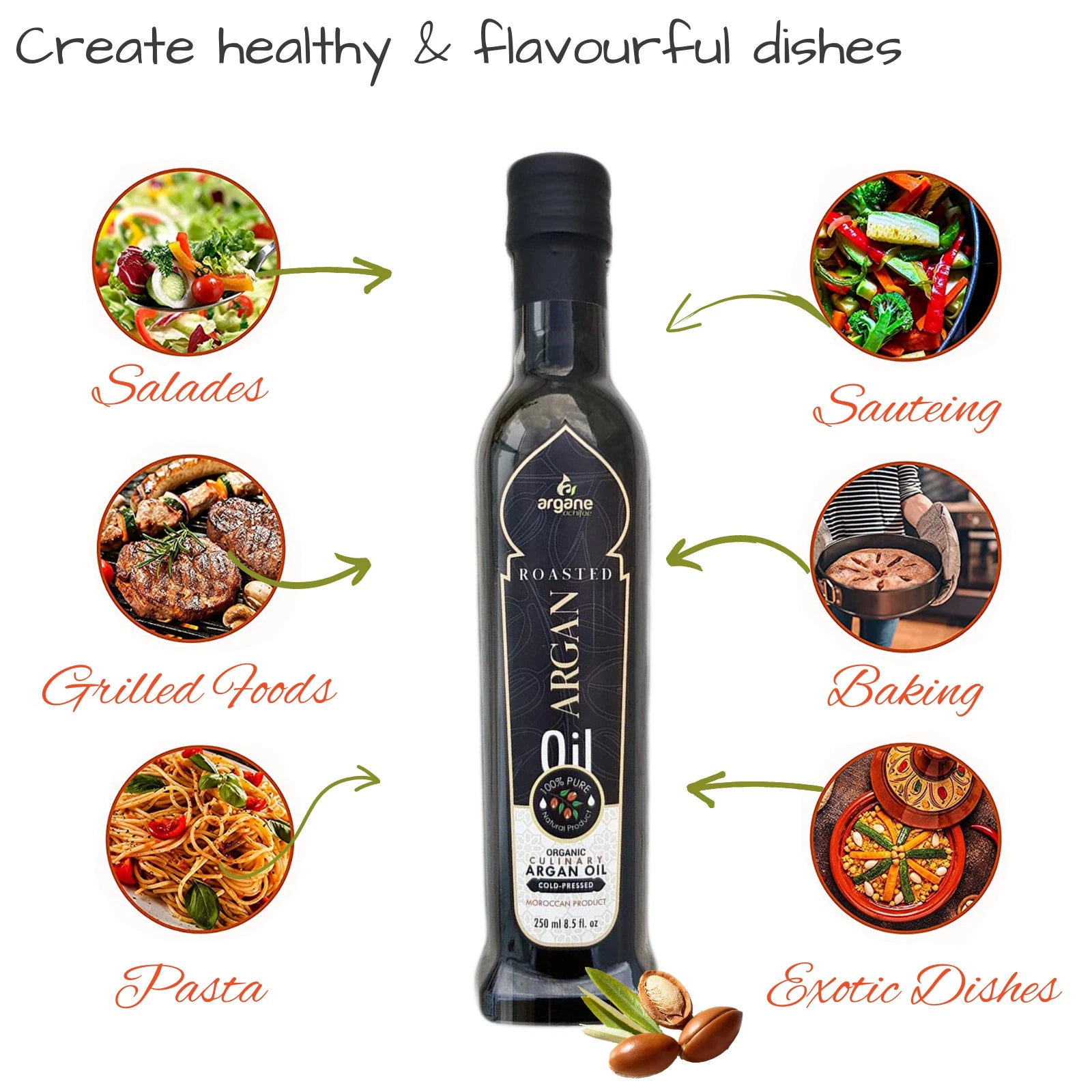 Organic Moroccan Argan Oil Premium 250ml Eating Culinary Cooking USDA Certified