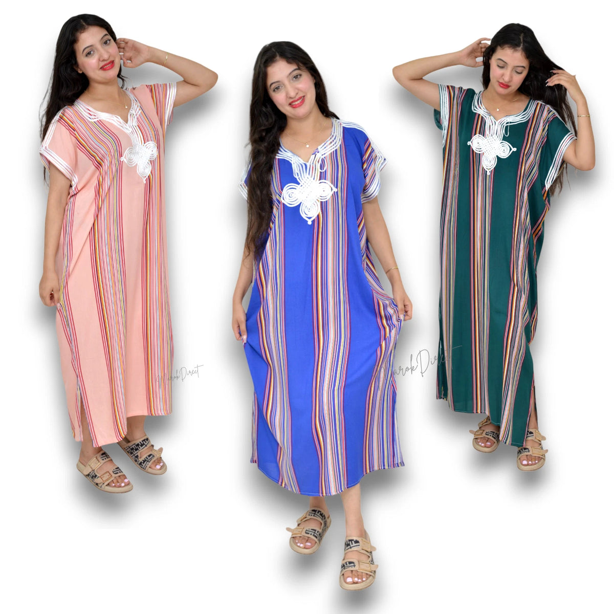 Kaftan Dress Moroccan Maxi Dress Cotton White Embroidery Womens Casual Eid Gift