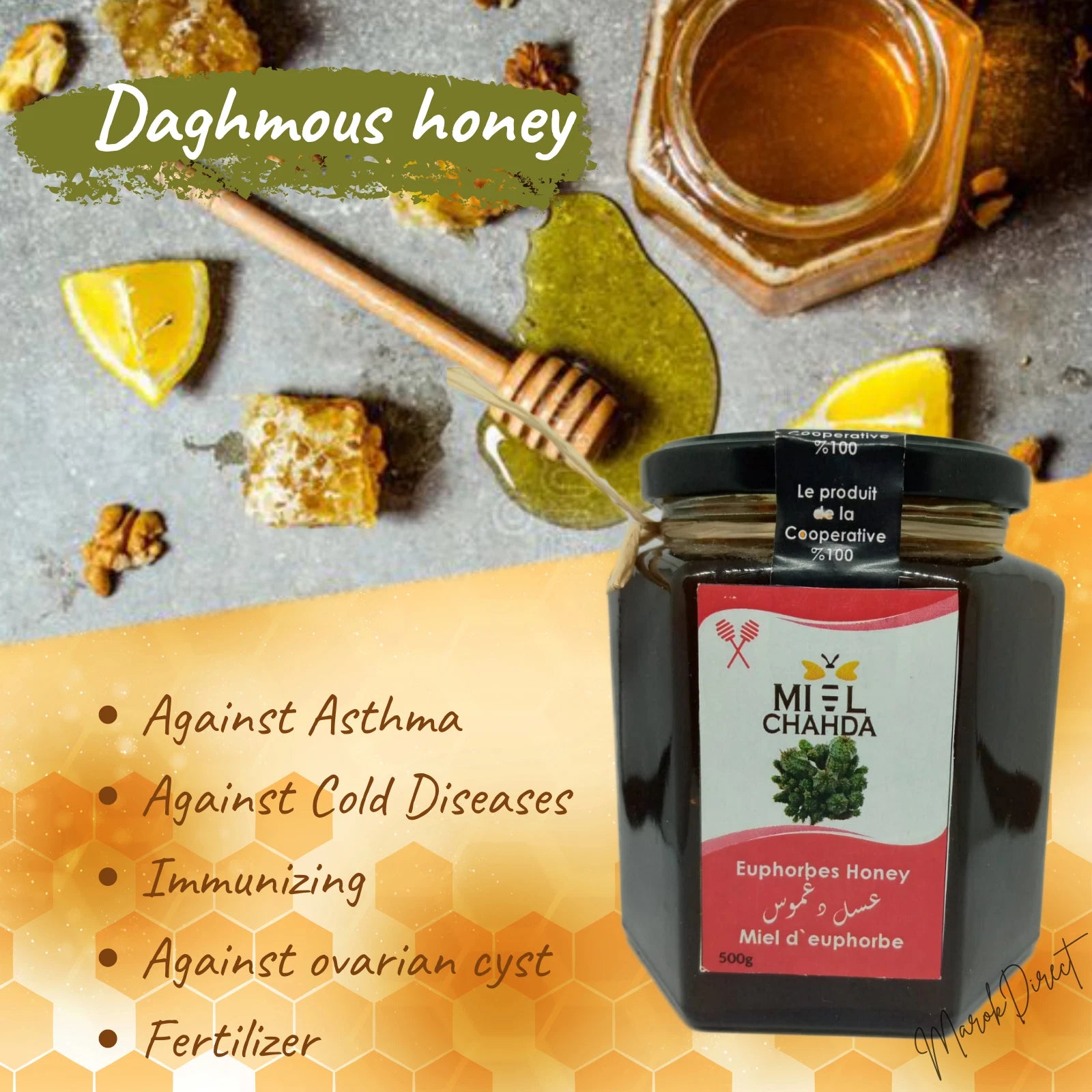 Pure Organic Raw Honey Wildflower Moroccan Unfiltered Unprocessed New Harvest