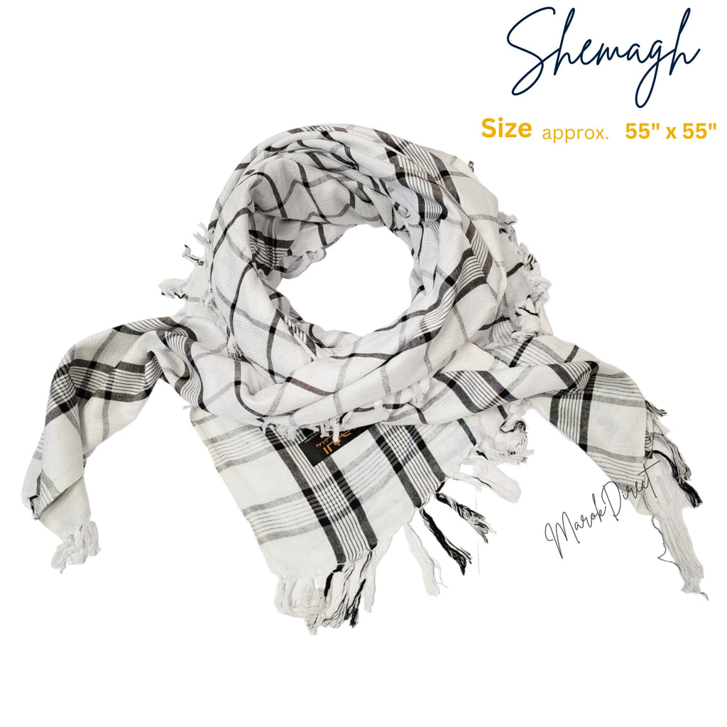 Shemagh Keffiyeh Scarf Arab Mens Women Checkered White Headscarf Neck Wrap Shawl