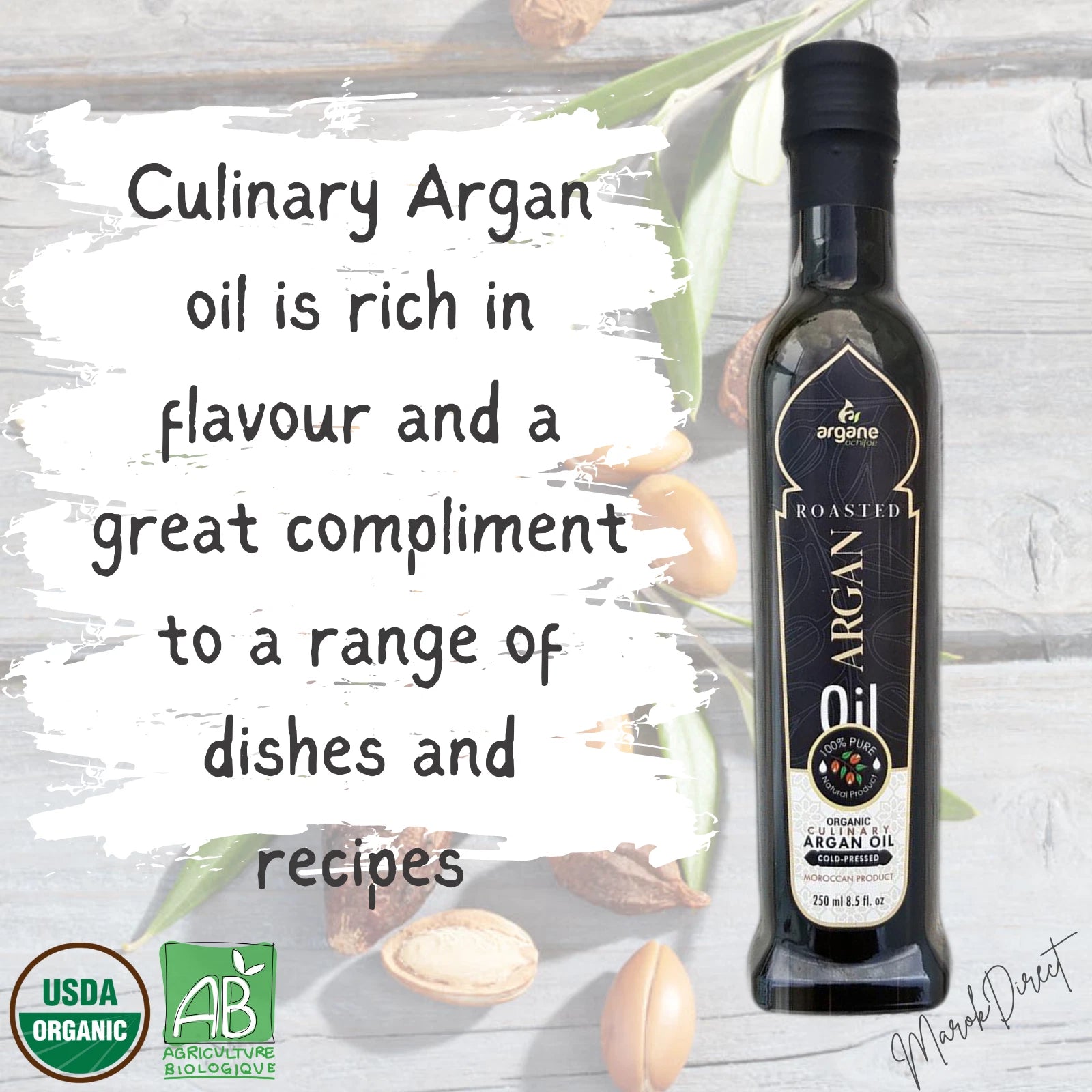 Organic Moroccan Argan Oil Premium 250ml Eating Culinary Cooking USDA Certified