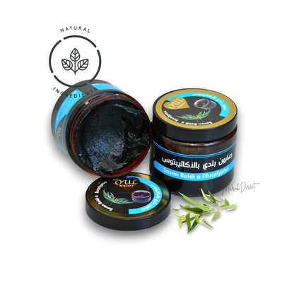 Moroccan Eucalyptus Black Soap Hammam Spa Exfoliating Kessa Glove Ghassoul Set