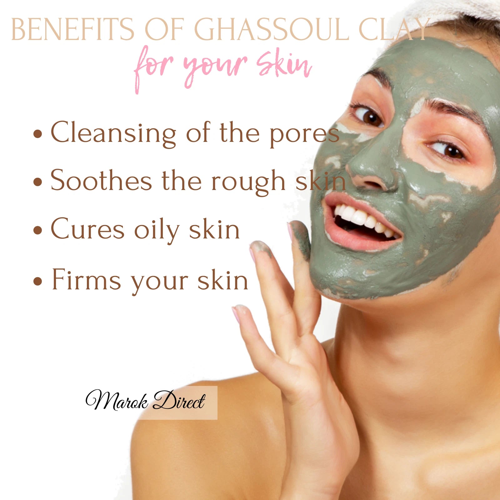 Natural Rhassoul Face Mask Moroccan Ghassoul Argan Oil Almond Rose Anti Ageing