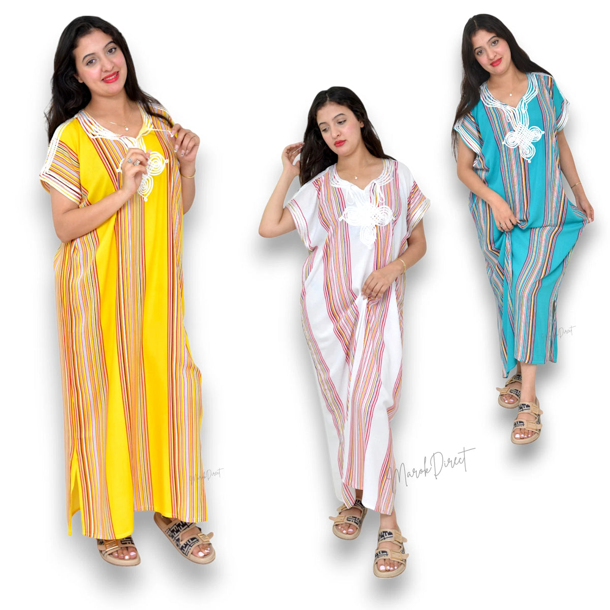 Kaftan Dress Moroccan Maxi Dress Cotton White Embroidery Womens Casual Eid Gift