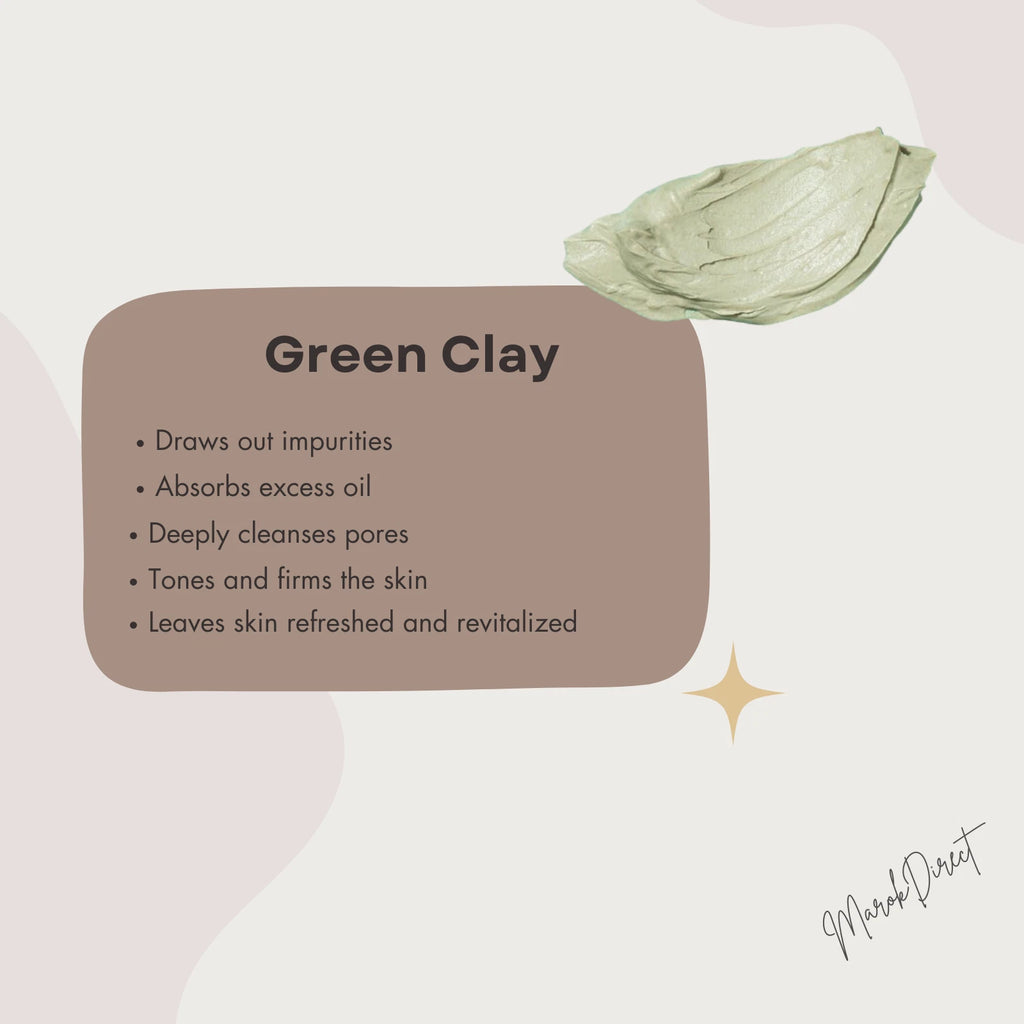 Face Clay Mask Green Facial Moroccan Natural Red Ghassoul White Kaolin Skin Hair