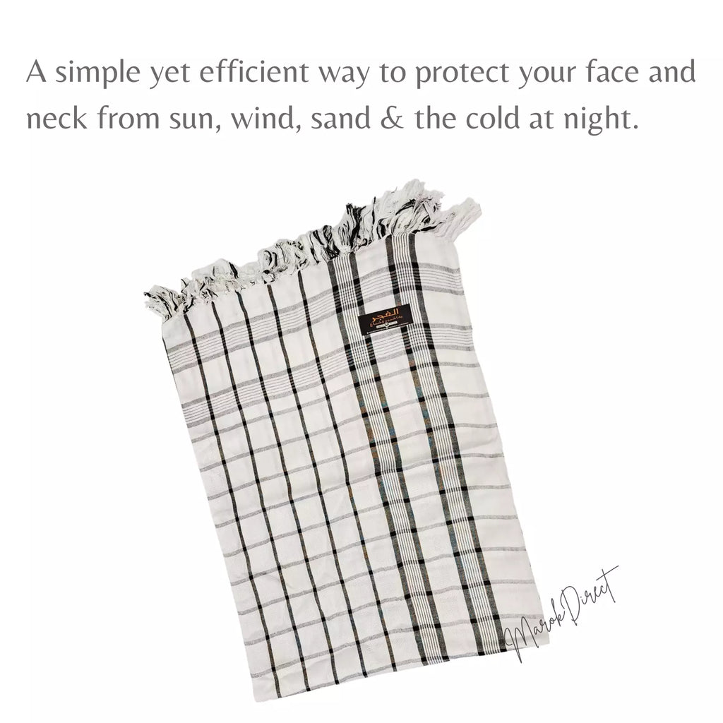 Shemagh Keffiyeh Scarf Arab Mens Women Checkered White Headscarf Neck Wrap Shawl