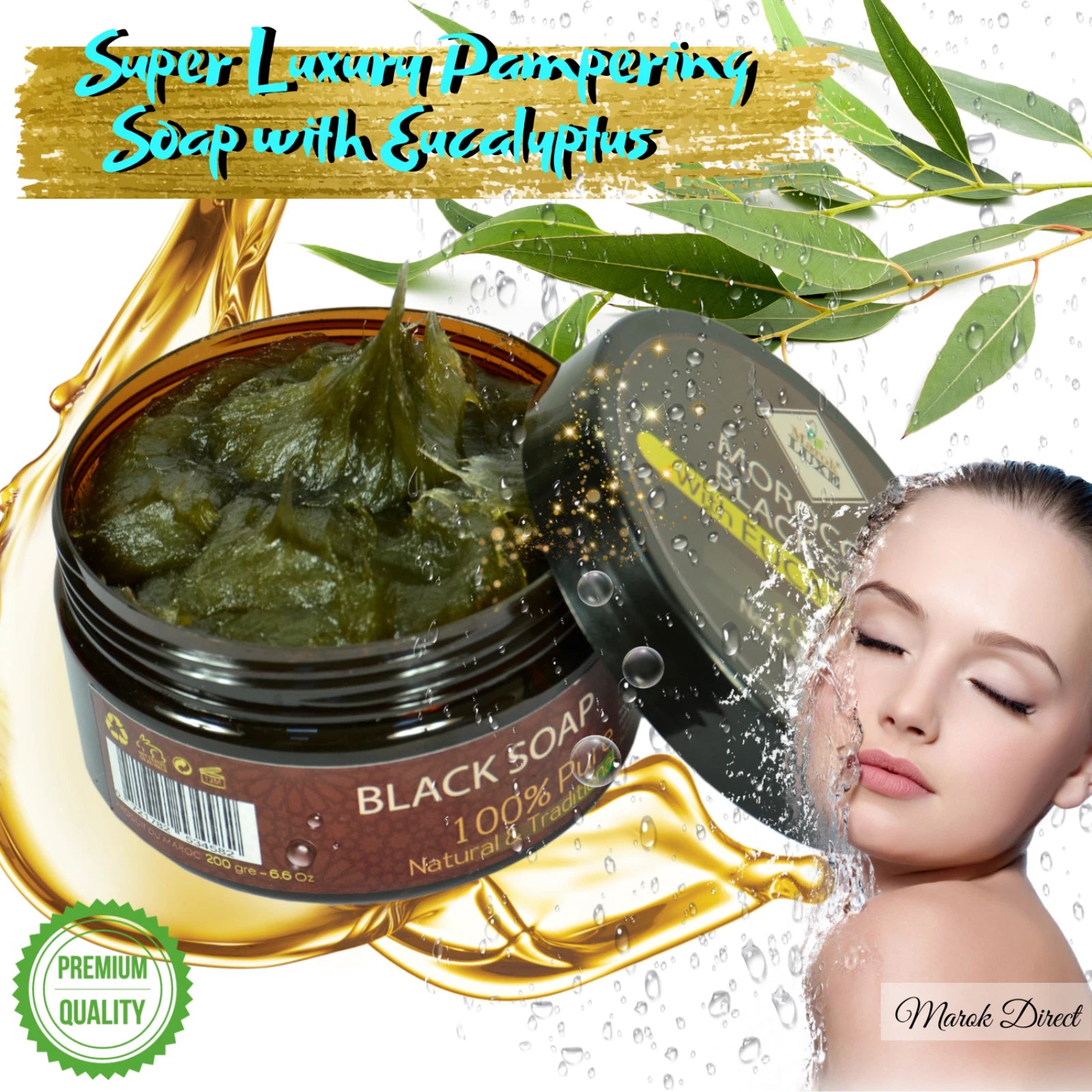 Natural Moroccan Black Soap Argan Oil Aloe Vera Hammam Spa Skin Exfoliating 200g