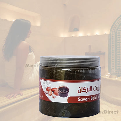 Argan Oil Beldi Soap Moroccan Hammam Spa Exfoliation Body Scrub Pure Savon 200g