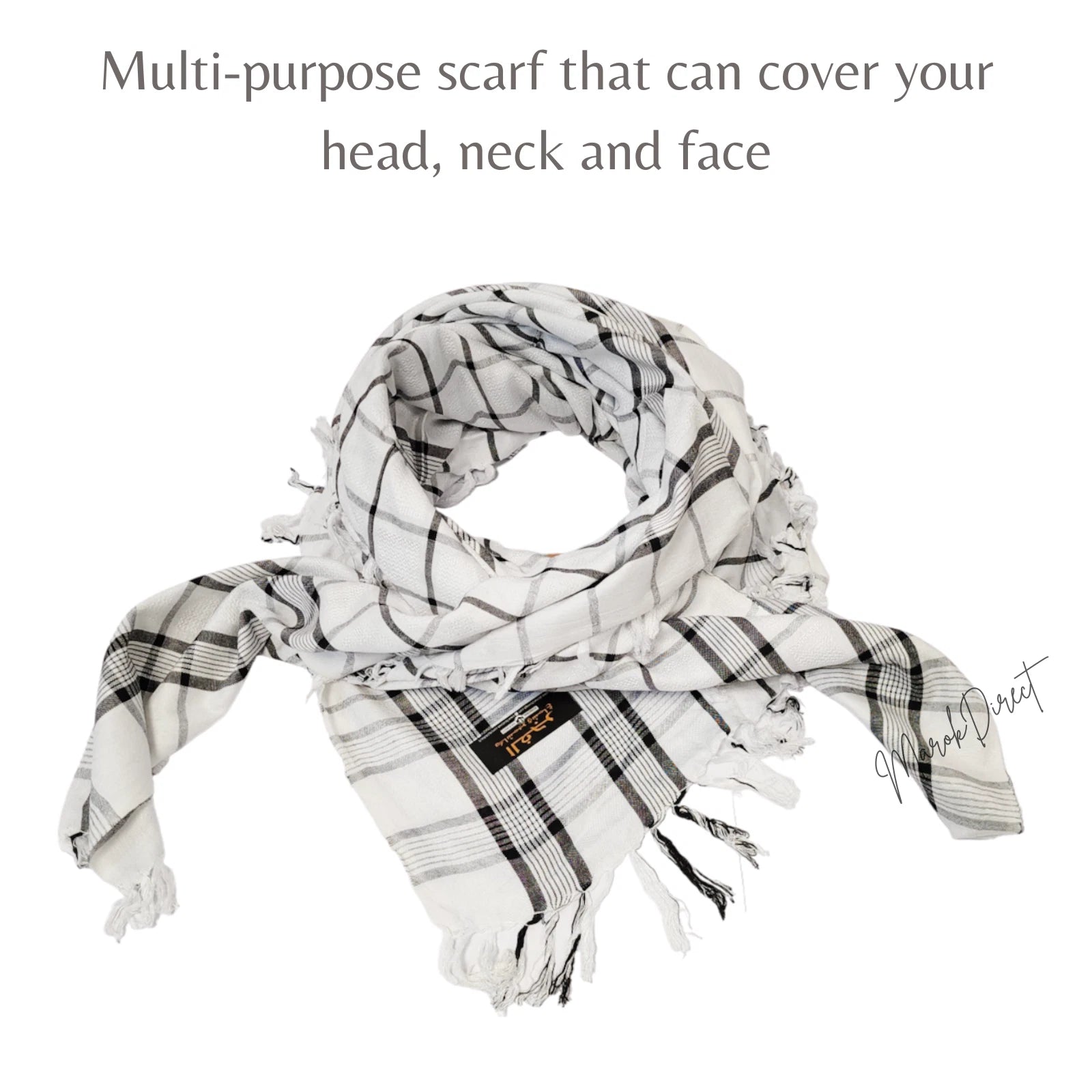 Shemagh Keffiyeh Scarf Arab Mens Women Checkered White Headscarf Neck Wrap Shawl