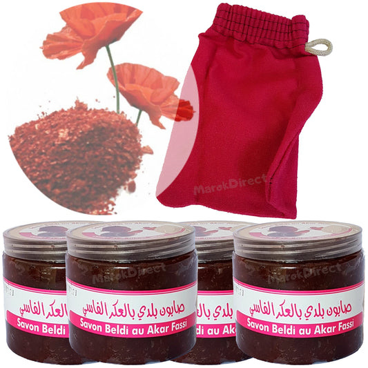 Moroccan Black Beldi Soap Aker Fassi Exfoliating Kessa Glove Hammam Body Scrub