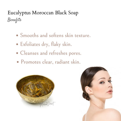 Moroccan Eucalyptus Black Soap Hammam Spa Exfoliating Kessa Glove Ghassoul Set