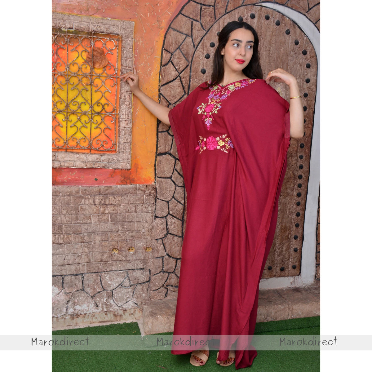Moroccan Kaftan Womens Eid Farasha Dress Floral Embroidery Stylish Party Caftan