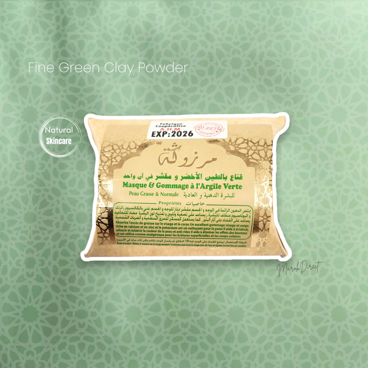 Prickly Pear Hydrating Face Cream & Oil Green Clay Powder Beldi Soap Hammam Set