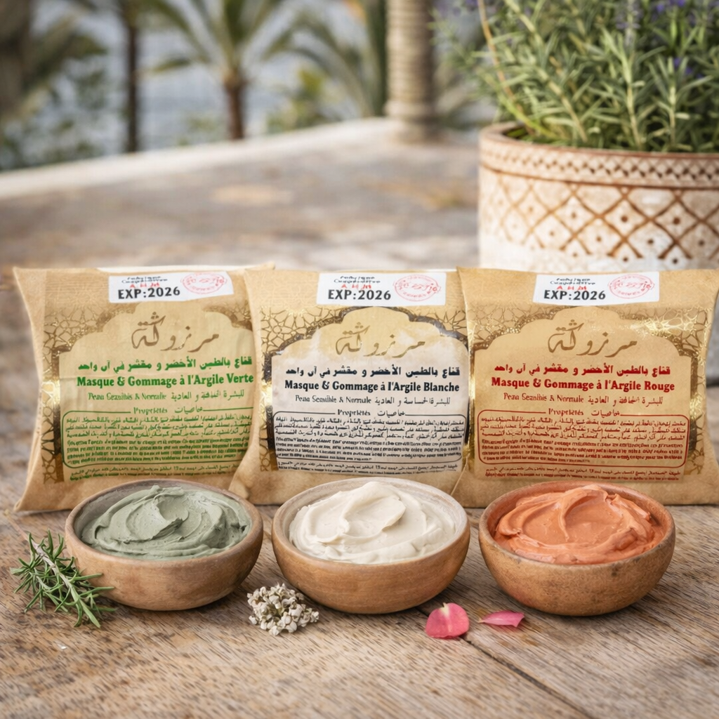 Face Clay Mask Green Facial Moroccan Natural Red Ghassoul White Kaolin Skin Hair