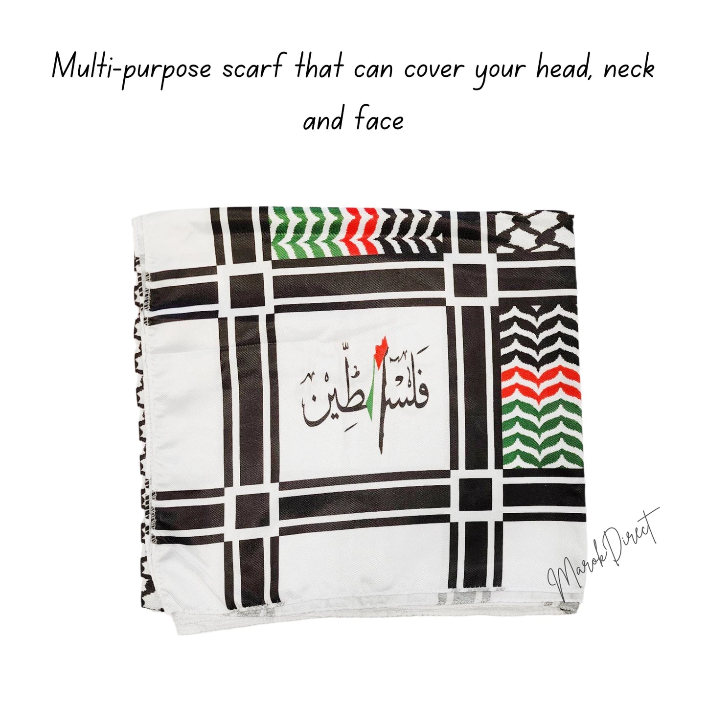 Shemagh Keffiyeh Palestine Flag Print Scarf Arab Mens Women Palestinian Wrap