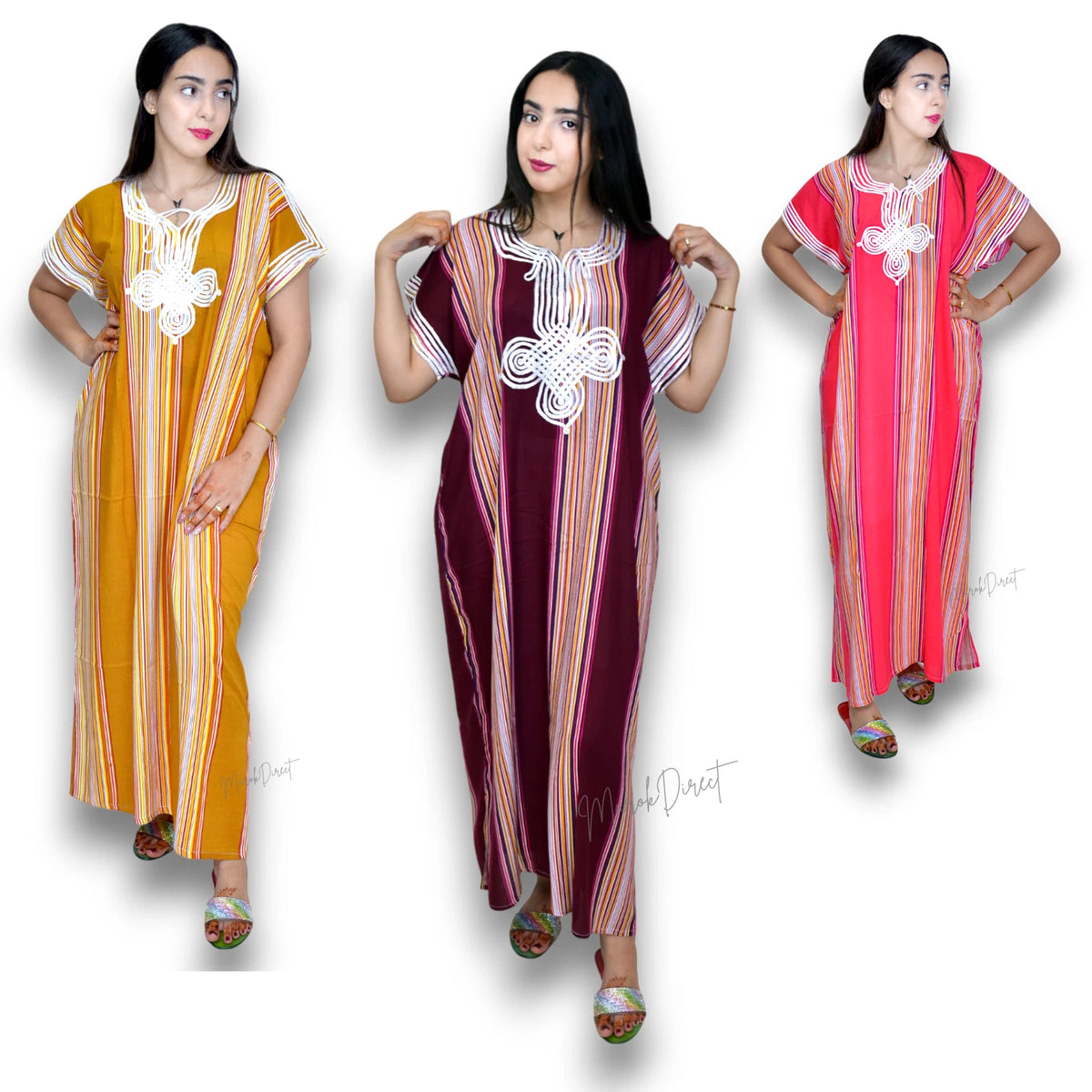 Kaftan Dress Moroccan Maxi Dress Cotton White Embroidery Womens Casual Eid Gift