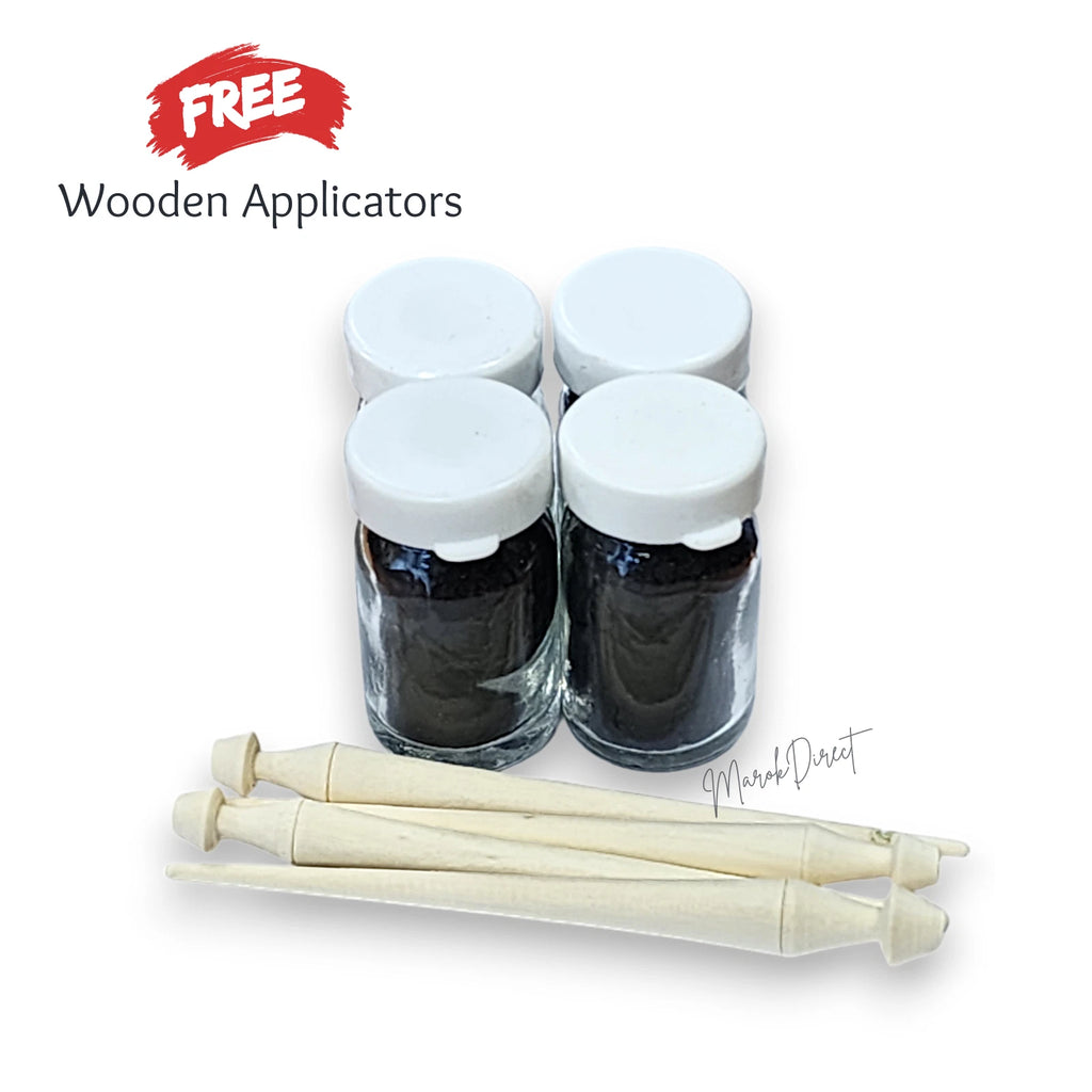 4 x Moroccan Premium Natural Black Kohl Surma Eyeliner Powder Applicator 4 x 10g