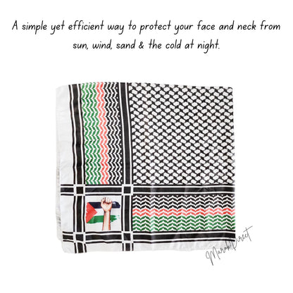 Shemagh Keffiyeh Palestine Flag Print Scarf Arab Mens Women Palestinian Wrap