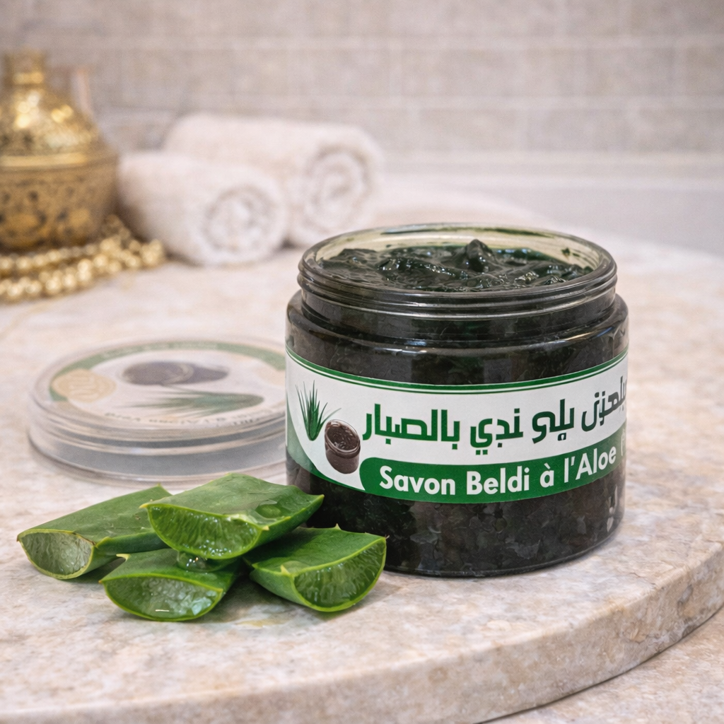 Moroccan Black Beldi Soap Aloe Vera Hammam Spa Exfoliation Pure Savon Noir 200g
