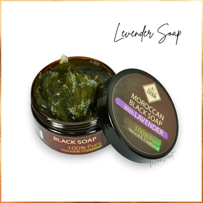 Luxury Black Soap Set Argan Oil Lavender Face Hammam Glove Exfoliating Body Spa