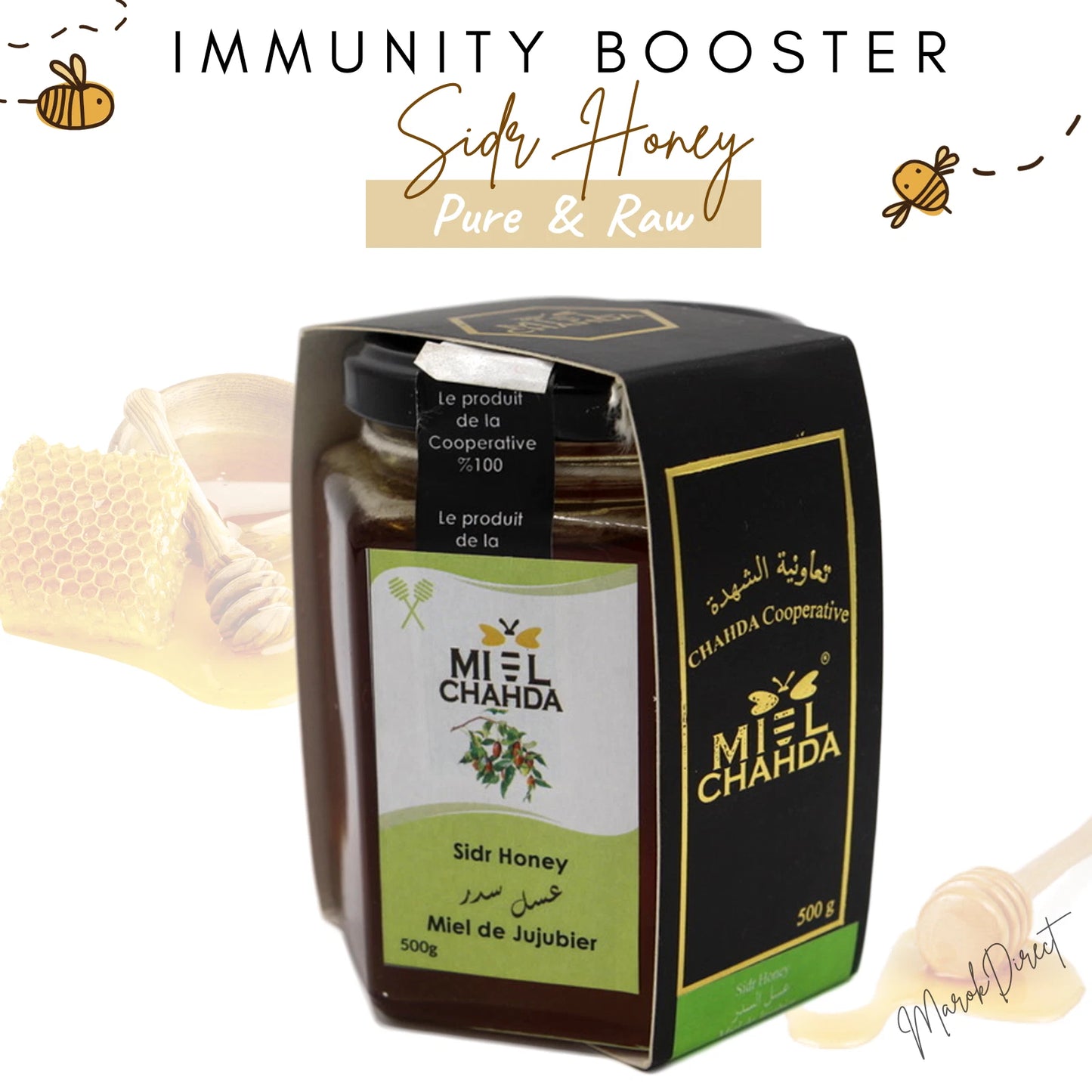 Pure Organic Raw Honey Wildflower Moroccan Unfiltered Unprocessed New Harvest
