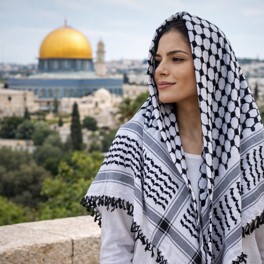 Palestinian Arafat Embroidered Tassels Shemagh Palestine Scarf Arabian Keffiyeh