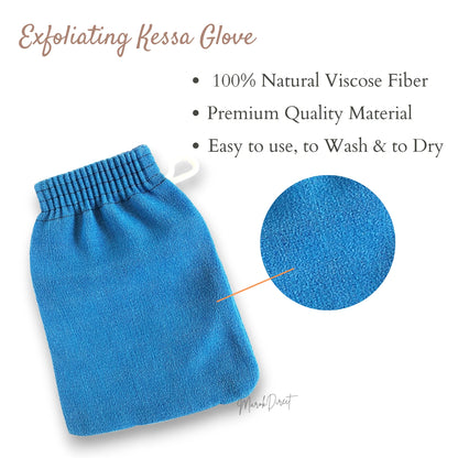 Moroccan Eucalyptus Black Soap Hammam Spa Exfoliating Kessa Glove Ghassoul Set