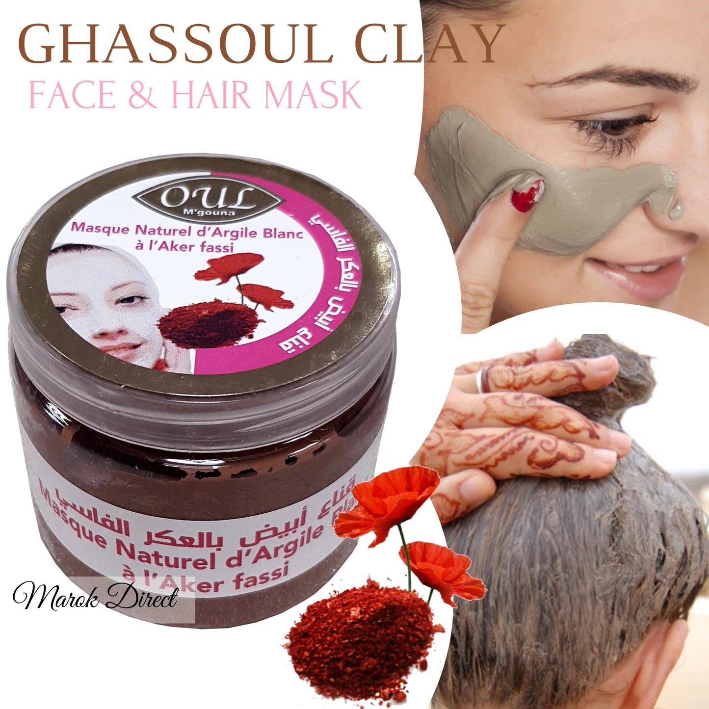 Organic Ghassoul Clay Moroccan Rhassoul Face Mask Anti Ageing Hair Conditioner