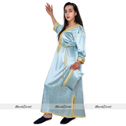 Womens Dress Kaftan Moroccan Ladies Maxi Dress Velvet Party Long Sleeves Dresses
