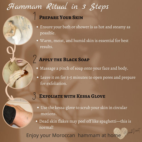 Aker Fassi Moroccan Black Soap, Pure Exfoliating & Nourishing Hammam Soap, 200g